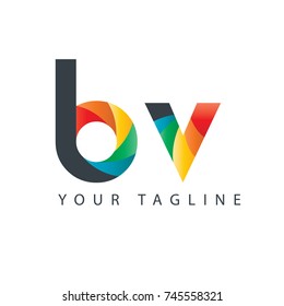 Initial Letter BV Curve Rounded Design Logo