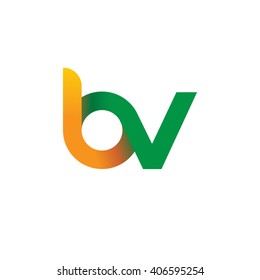 initial letter bv linked circle lowercase logo orange green