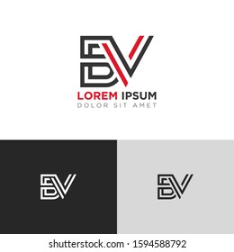Initial Letter BV linked uppercase overlap modern logo design template. Suitable for business, consulting group company