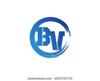 Initial letter BV logo with blue zen brush