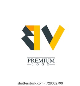 Initial Letter BV Logo Icon Design Template Elements. Material design logo