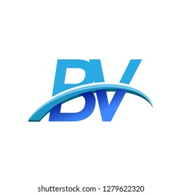 initial letter BV logotype company name colored blue and swoosh design. vector logo for business and company identity.
