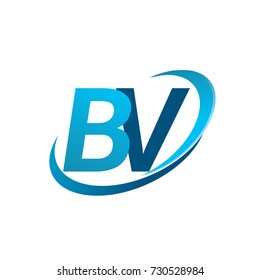 initial letter BV logotype company name colored blue swoosh design concept. vector logo for business and company identity.