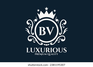 Plantilla de logotipo de lujo real de carta inicial BV en arte vectorial para ilustración vectorial de marca de lujo.
