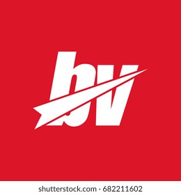 initial letter bv white logo in red background