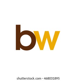 Initial letter BW brown yellow color logo