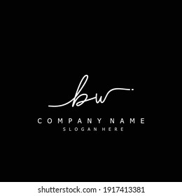 Initial letter BW calligraphy handwritten logo. Handwritten alphabet in the logo template. Letters and Alphabet for your logo design.