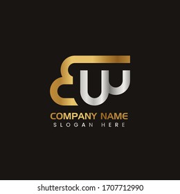 Elementos de plantilla de diseño de icono del logotipo BW mayúscula carta inicial. Logo de línea moderna con estilo de lujo dorado plateado. Se puede utilizar para negocios, grupos de empresas, consultoría, finanzas. Ilustración vectorial.