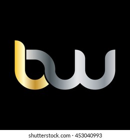 Initial Letter BW Circle Linked Lowercase Logo Gold Silver