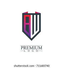 Initial Letter BW Company Design Logo Template