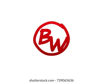 The initial letter BW handwritten logo