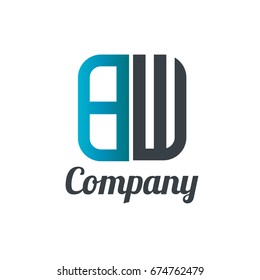 Initial Letter BW Linked Box Design Logo