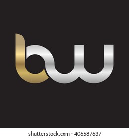 initial letter bw linked circle lowercase logo gold silver black background