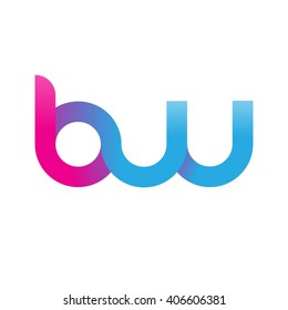 initial letter bw linked circle lowercase logo pink blue purple
