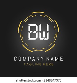 Initial Letter BW Logo Creative Typography Vector Template. Digital Abstract BW Logo Design.