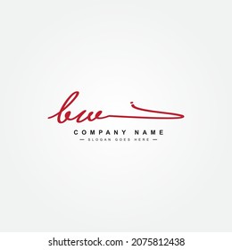 Initial Letter BW Logo - Handwritten Signature Style Logo