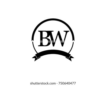 initial letter BW logo monogram retro black