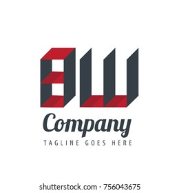 Initial Letter BW Logo With Ribbon Style