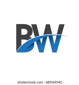 initial letter BW logotype company name colored blue and grey swoosh design. vector logo for business and company identity.
