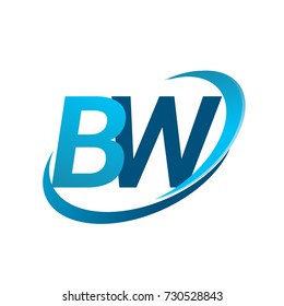 initial letter BW logotype company name colored blue swoosh design concept. vector logo for business and company identity.