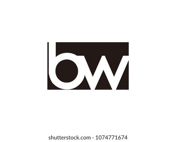 Initial letter bw lowercase logo black and white