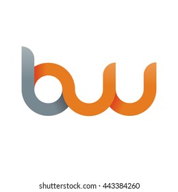 initial letter bw modern linked circle round lowercase logo orange gray