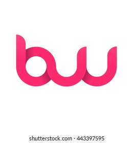 initial letter bw modern linked circle round lowercase logo pink