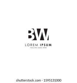 Initial Letter BW Negative Space Logo Design Template Elements Isolated on White Background. Letter BY Inside Black Box. Suitable for business, consulting group company.