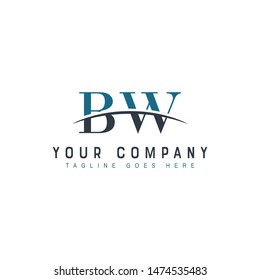 Initial letter BW, overlapping movement swoosh horizon logo company design inspiration in blue and gray color vector