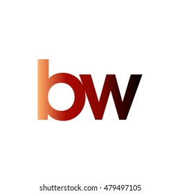 Initial letter BW red brown gradation color logo