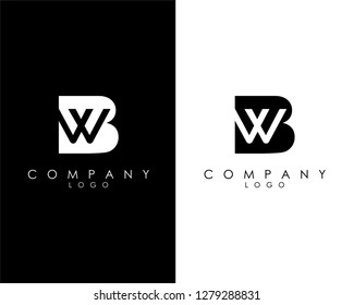 Initial Letter bw, wb abstract company Logo Design vector