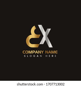 Initial Letter BX capital logo icon design template elements. Modern line logo with gold silver luxury style. Can be used for business, company group, consulting, finance. Vector Illustration.