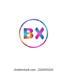 Initial letter BX curve rounded logo, gradient vibrant colorful glossy colors