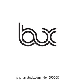 Initial letter bx, linked outline rounded lowercase, monogram black