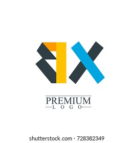 Initial Letter BX Logo Icon Design Template Elements. Material design logo