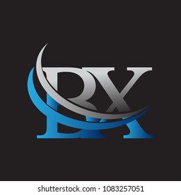 initial letter BX logotype company name colored blue and grey swoosh design. vector logo for business and company identity.
