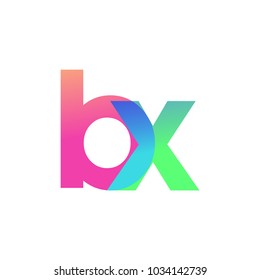 Initial Letter BX Lowercase Logo green, pink and Blue, Modern and Simple Logo Design.