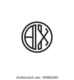 Initial letter BX, minimalist line art monogram circle logo, black color