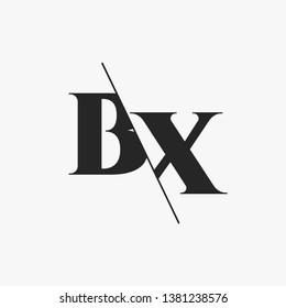 Initial Letter BX Monogram Sliced. Modern logo template isolated on gray background