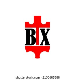 Ursprünglicher Buchstabe BX roten Kronenschild einfaches Logo. Minimal und einzigartig.