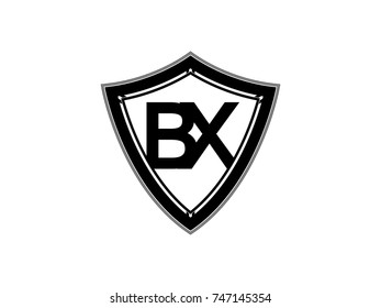 Initial letter BX shield logo black monogram vector illustration