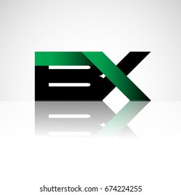 Initial letter BX uppercase modern and simple logo linked green and black colored, isolated in white background. Vector design for company identity.