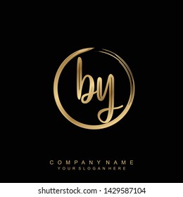 Initial letter BY beautiful handwriting logo vector template