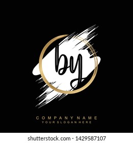 Initial letter BY beautiful handwriting logo vector template