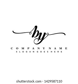 Initial letter BY beautiful handwriting logo vector template