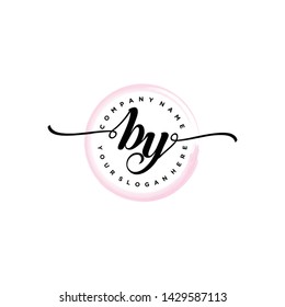Initial letter BY beautiful handwriting logo vector template