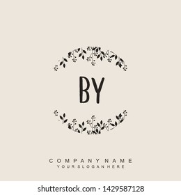 Initial letter BY beautiful handwriting logo vector template