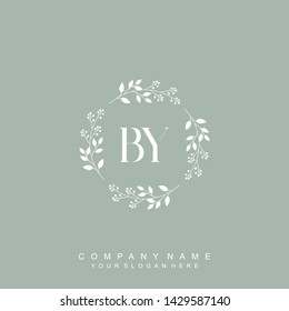 Initial letter BY beautiful handwriting logo vector template