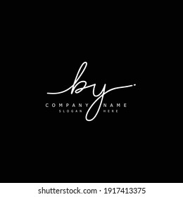 Initial letter BY calligraphy handwritten logo. Handwritten alphabet in the logo template. Letters and Alphabet for your logo design.