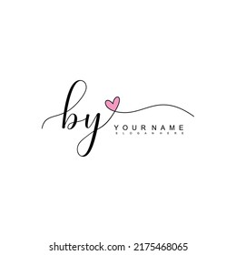 Initial letter BY calligraphy handwritten logo. Handwritten alphabet in the logo template. Letters and Alphabet for your logo design.